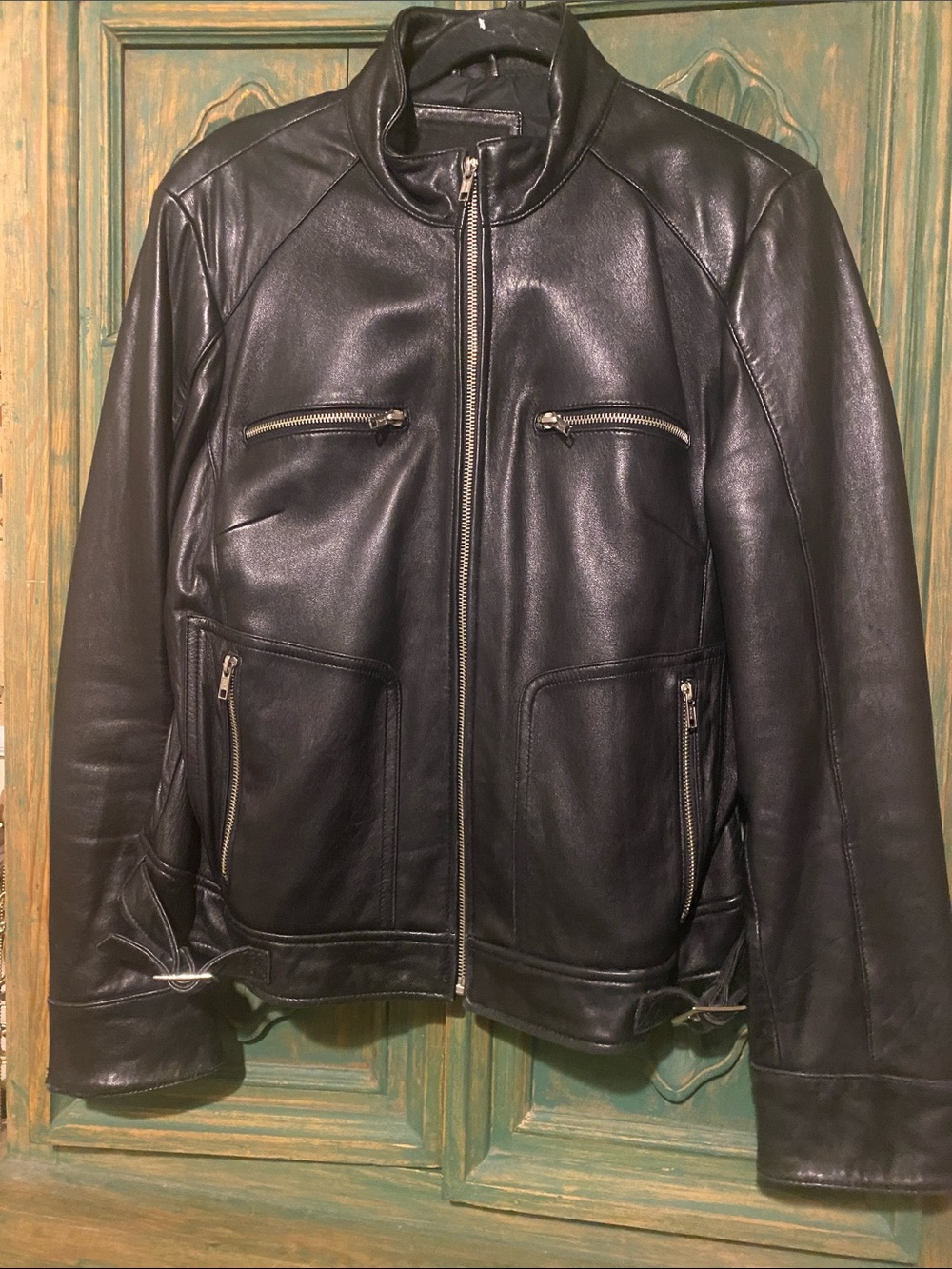 Women’s Black Leather Zip-Front Jacket